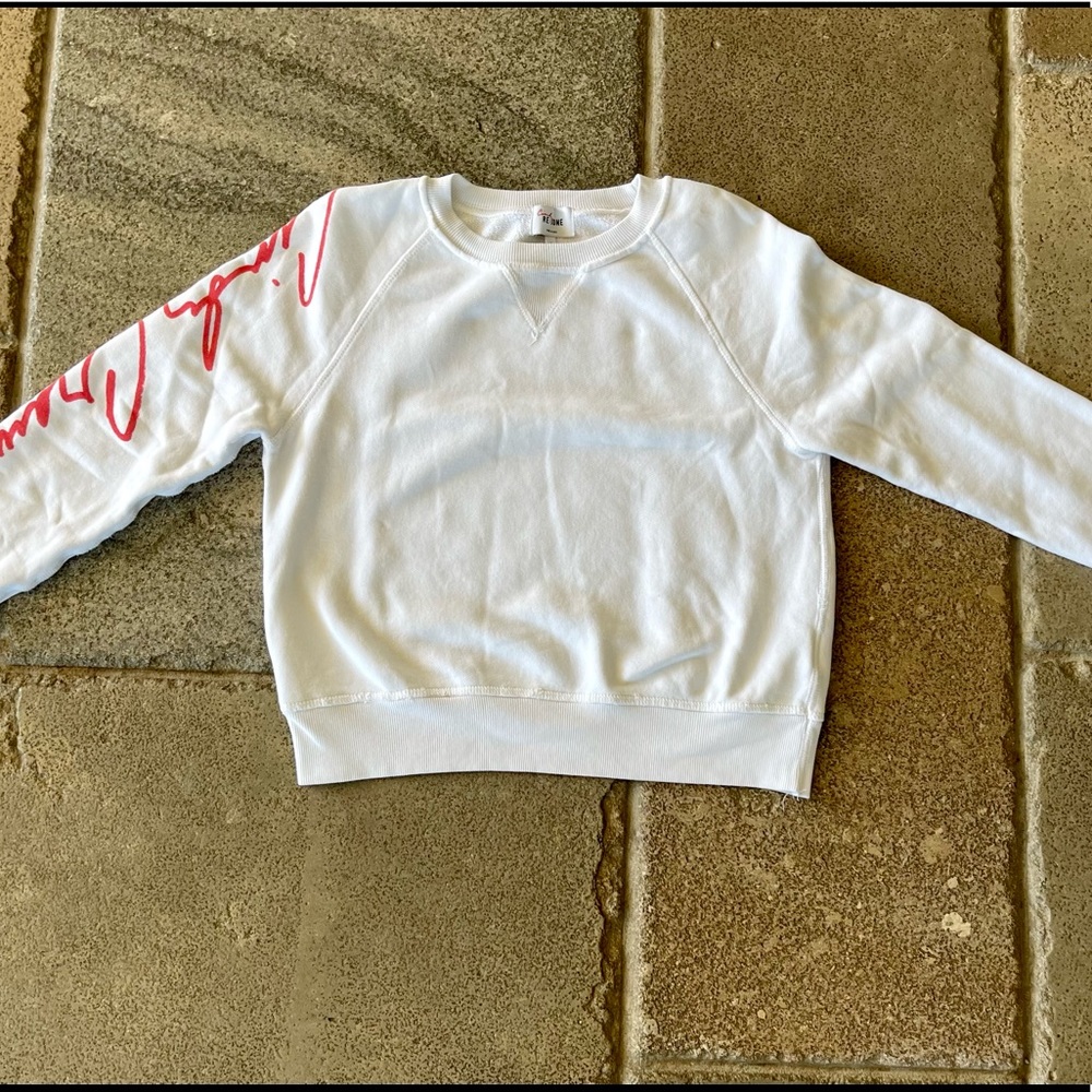RE/DONE Cindy Crawford Classic Sweatshirt, Artic White, Size Small. Worn x1